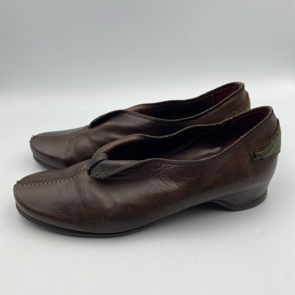 Hispanitas Shoes Women's Size 37 Brown Slip on Embroidered Leather Loafers 6.5-7 - Picture 3 of 8